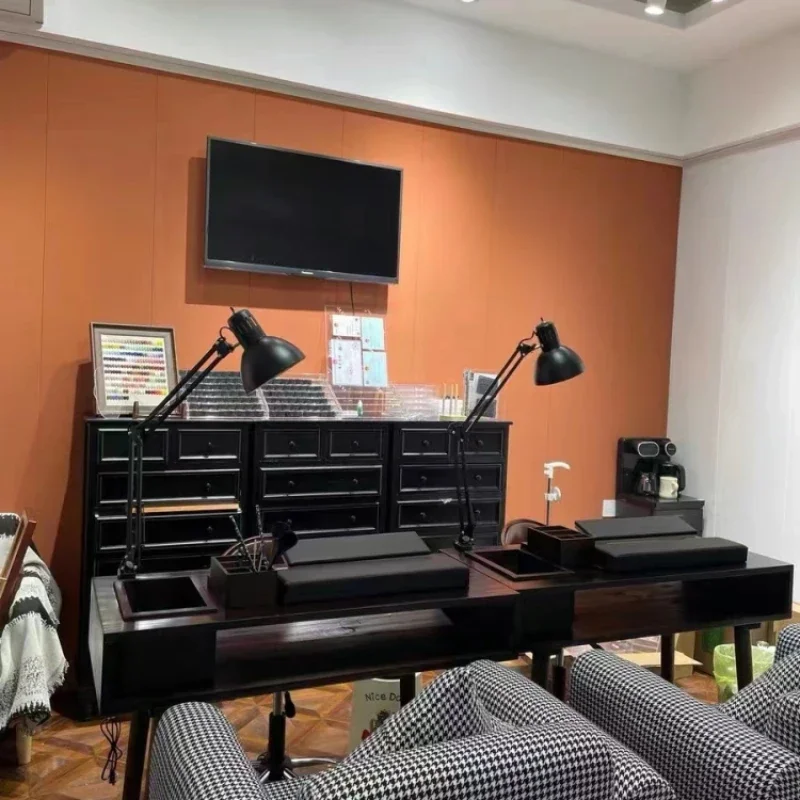 

American Retro Manicure Table Solid Wood Aesthetic Organizer Modern Nail Desk Design Simple High Quality Nageltisch Furniture