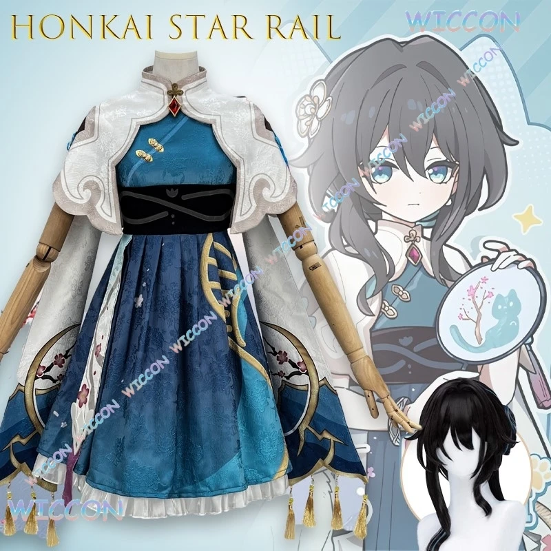 

Ruan Mei Cat Girl Plush Ear Tail Honkai Star Rail Adjustable Cosplay Costume Lace Headband Game Character Set kawayii Halloween