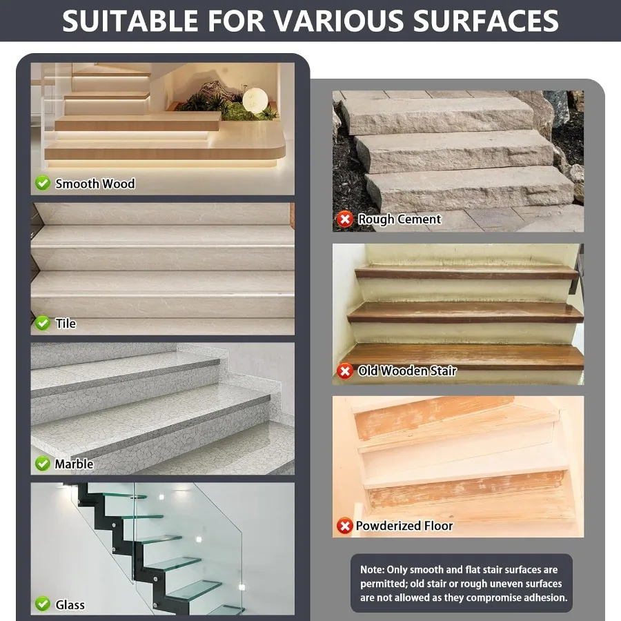 درج غير قابل للانزلاق للخطوات الخشبية 8 × 30 15 عبوة سجادة عداء الدرج الداخلي مع سجاد أمان لاصق قابل لإعادة الاستخدام لكبار السن كي #5