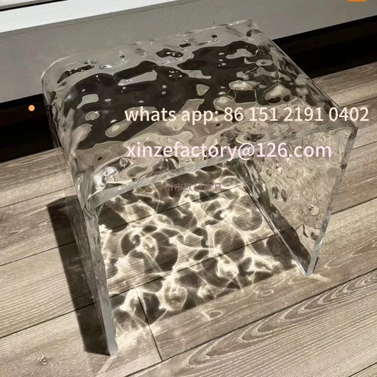 Customizable water corrugated acrylic low stool household dressing transparent bathroom bath waterproof shoe change small stool