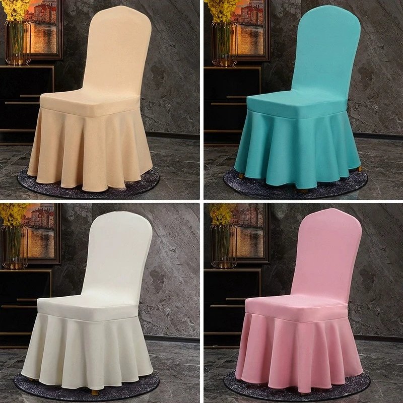 1/2Pcs Stretch Chair Cover with Bow‑Knot Thickened Universal Chair Slipcover with Skirt for Banquet Hotel Restaurant Conference