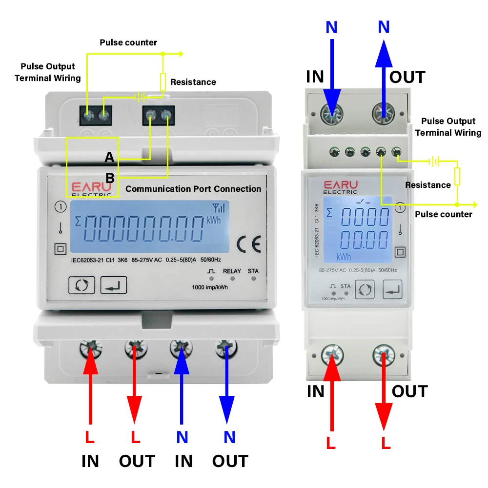 80A Tuya WiFi Smart ZigBee Three Phase Bidirectional Energy KWh Meter Monitor Wattmeter Support Modbus Voltage Current Switch