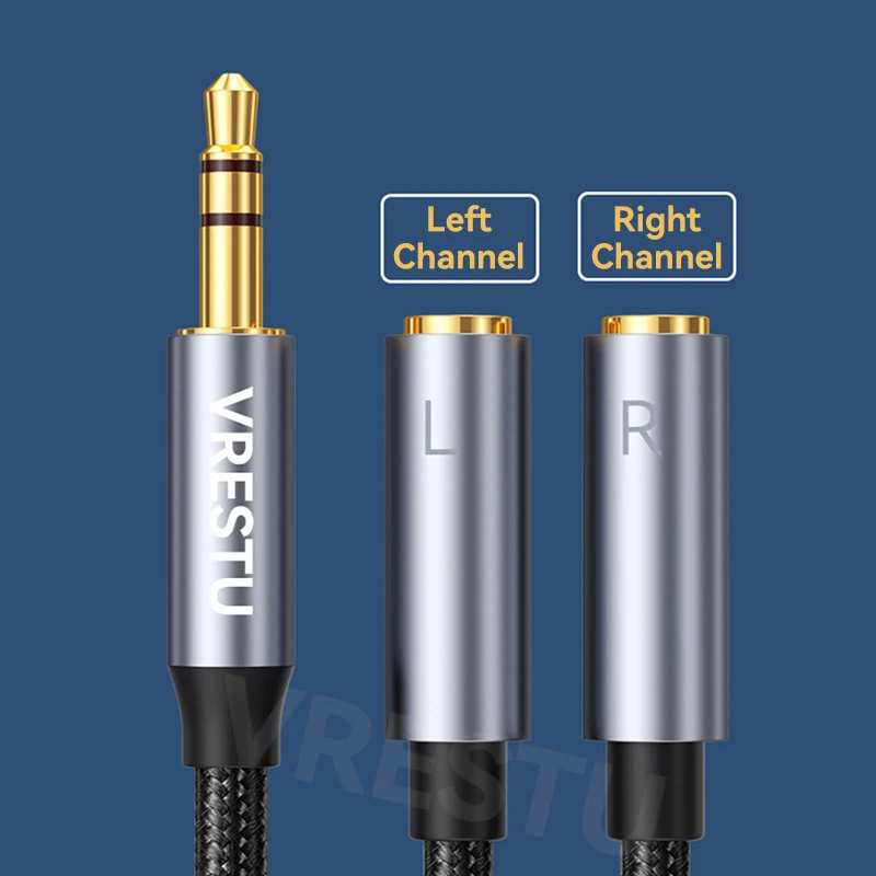 3.5mm Y Splitter Audio Line Male to Female Left Right Dual Channel Wire Surround AUX Convertor for Sound Card Speaker L R Divide