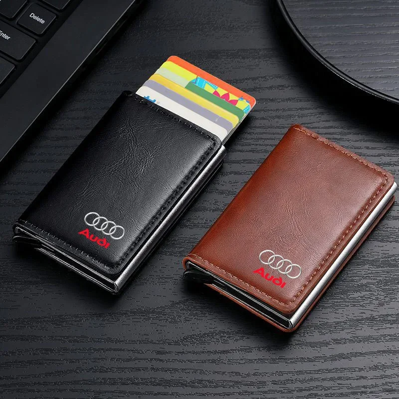 

1Pcs ID Credit Card Holder Mini RFID Wallet Automatic Pop up Bank Card Case For Audi TT Q3 Q5 Q7 Q8 B6 B7 B8 B9 Q7 A3 A4 A5 A6