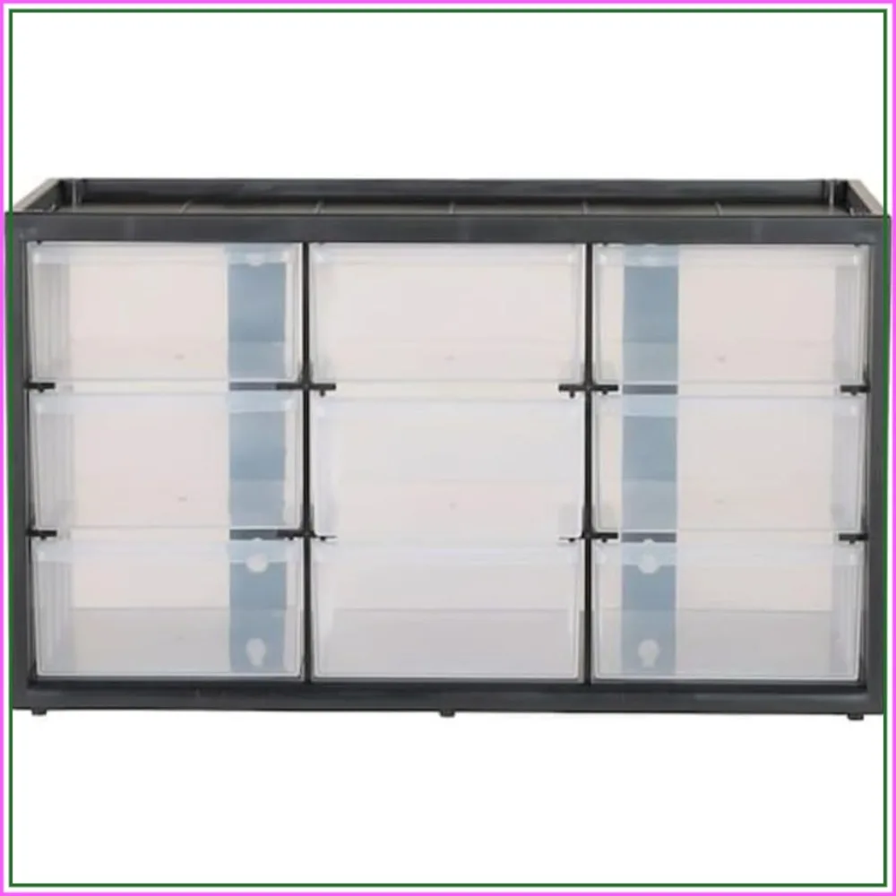 9-Drawer Modular Storage Bin System, Clear Plastic, Stackable for Home Office