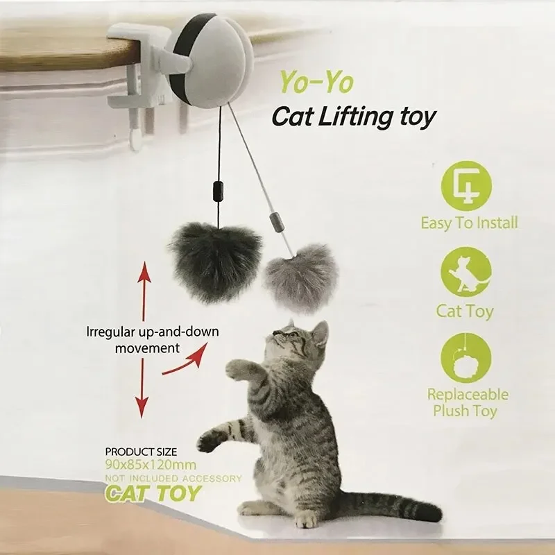 Cat Toy Ball Electronic Motion Cat Toy Electric Flutter Rotating Interactive Puzzle Smart Pet Cat Ball Toy Yo-Yo Lifting Ball