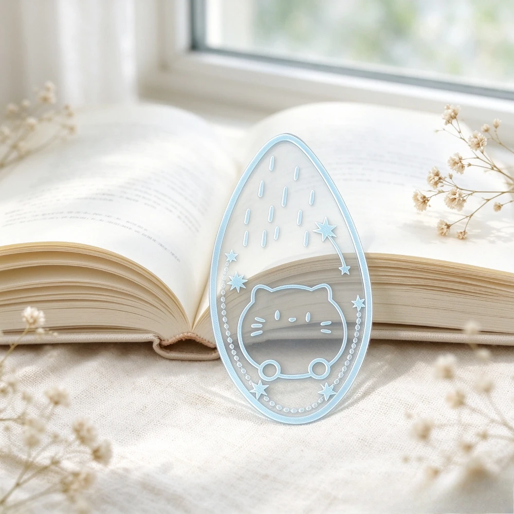 Cartoon Bookmarks  Teardrop Shaped Markers with Lovely Cat Pattern Page Markers for Reading, Journal Decoration, Stationery Gift