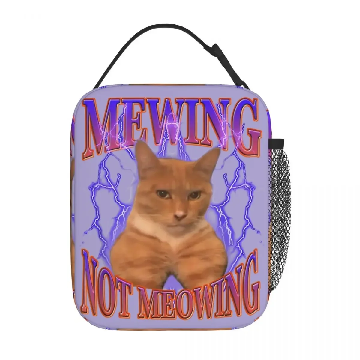 

Mewing Not Meowing Funny Cat Meme Insulated Lunch Bag For Office Humor Animal Food Storage Bag Reusable Cooler Thermal Lunch Box