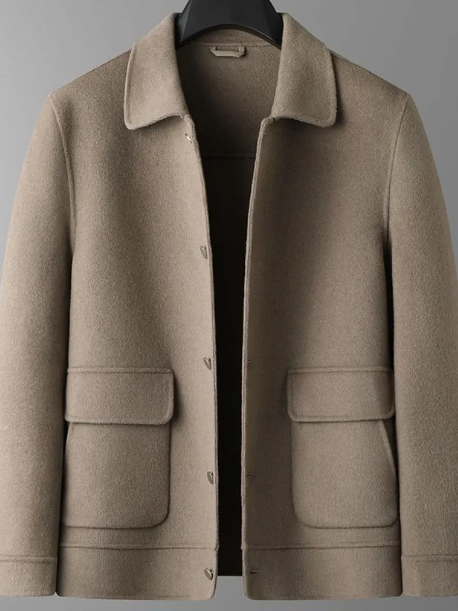 

Двустороннее шерстяное пальто мужское больших размеров, осенне-зимнее, с отложным воротником, свободное, повседневное, очень большого размера, для молодежи