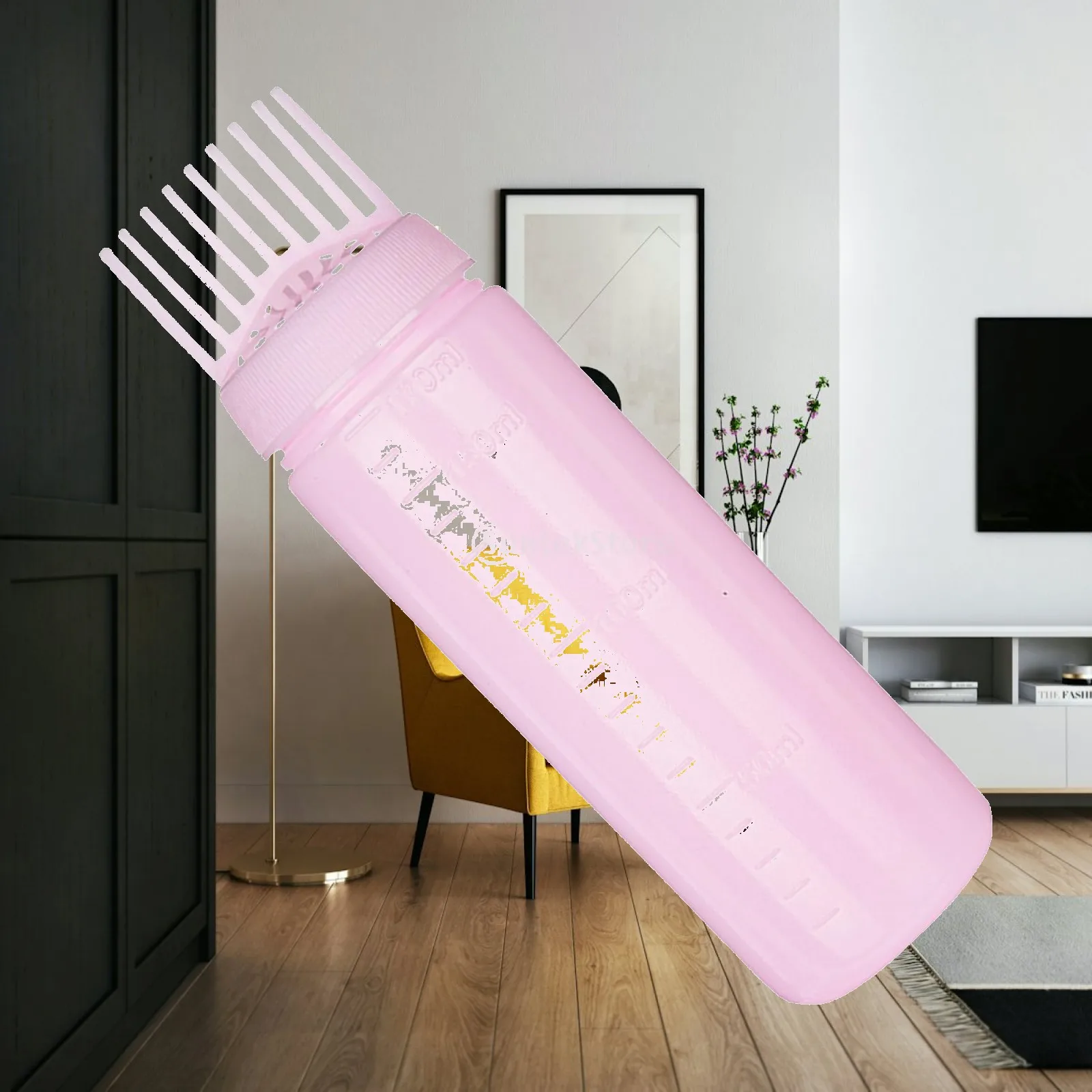Hair Coloring Squeeze Bottle Applicator Comb with Clear Scale for Salon Dyeing and Oil Application