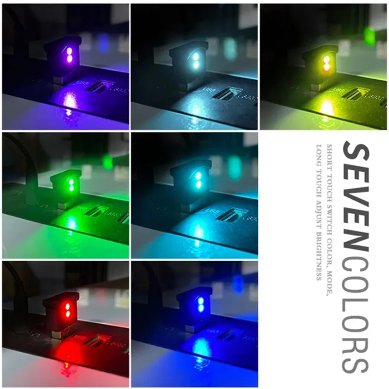 Mini USB LED Car Light Auto Interior Atmosphere Light Emergency Lighting Light rgb Auto Colorful Decorative Lamp Car Accessory