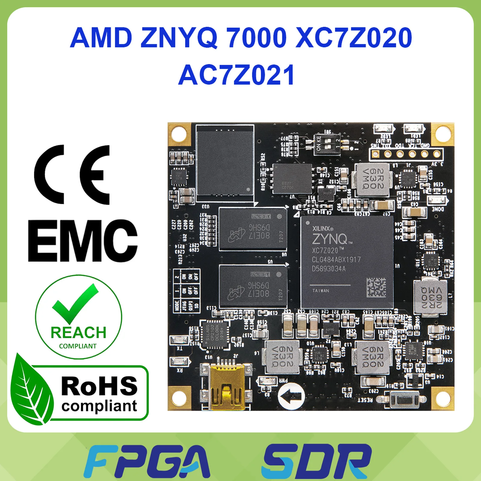 

ALINX AC7021B AMD Xilinx ZYNQ 7000 SoC XC7Z020 ZYNQ ARM 7020 FPGA Development Board AC7021 8G eMMC System on Module