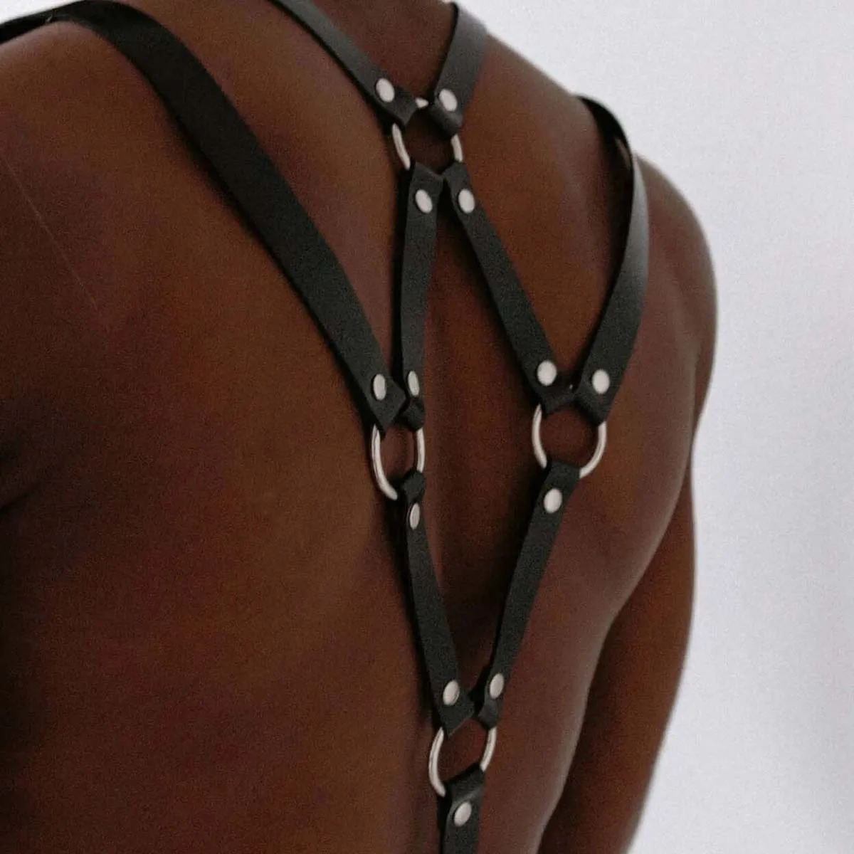 Harness For Men Gay BDSM Pu Leather Adjustable Studded Decor BDSM Clothing Fetish Clothing Erotic Costume Bondage Lingerie