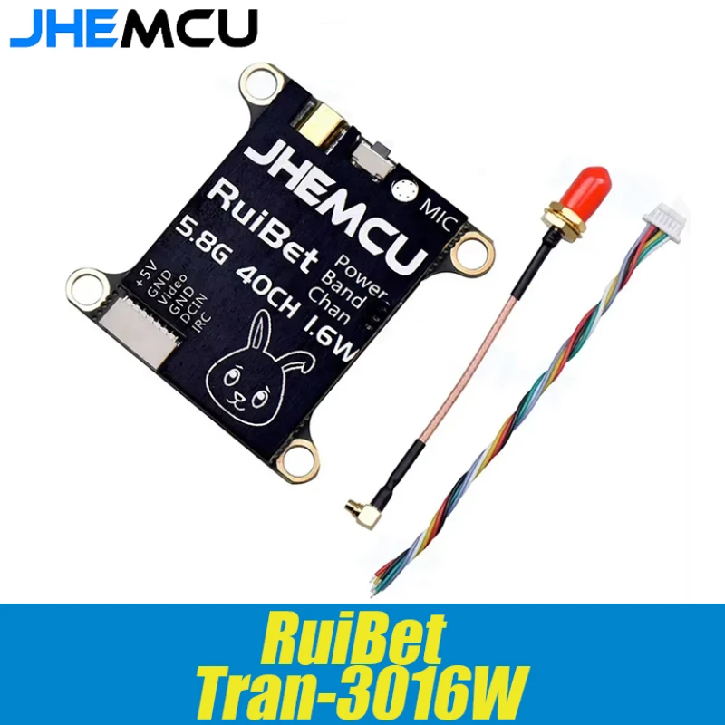 JHEMCU RuiBet Tran-3016W 5.8G 40CH 1.6W PitMode 25mW 200mW 400mW 800mW 1600mW Adjustable VTX 2-6S 30X30mm for RC FPV Drone