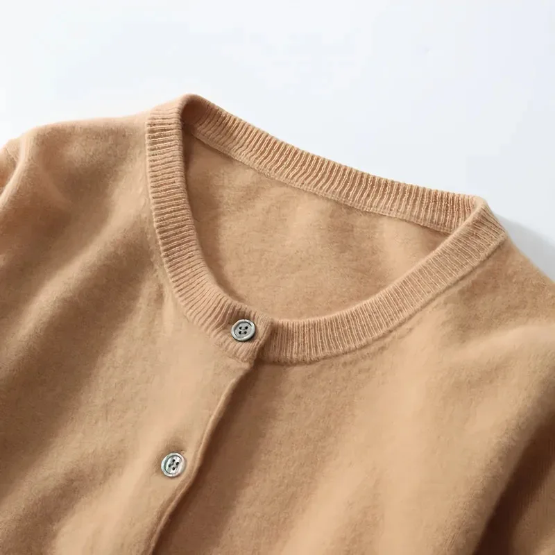 Korean Single Breasted Cardigans Sweater Women Autumn Winter O-neck Long Sleeve Knitwear Female Basic Solid Color Soft Sweaters