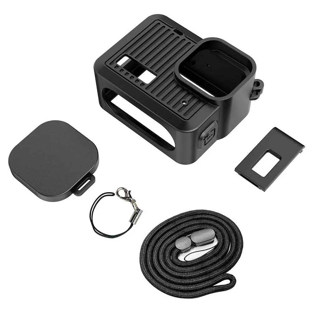 For HERO Silicone Protective Case/Silicone Lens Cap/Charging Replacement Side Cover With Lens Cap 40CM Anti-lost Rope