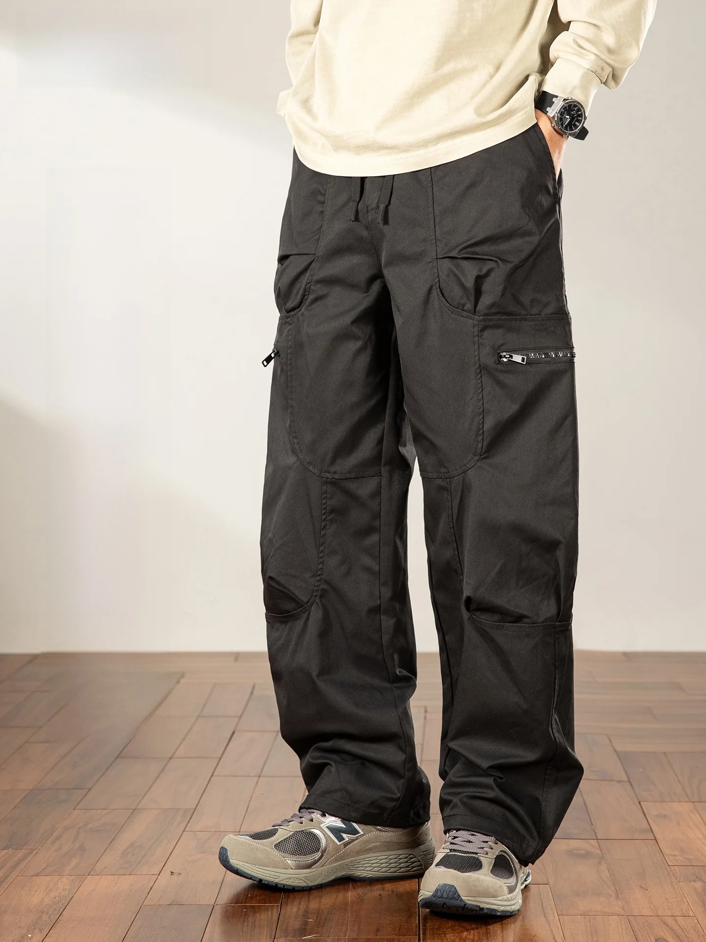 

Outdoor Men's Work Trousers Casual Loose Straight Leg Retro Versatile Spring Autumn Dstring Brand Faionable Commute Pants