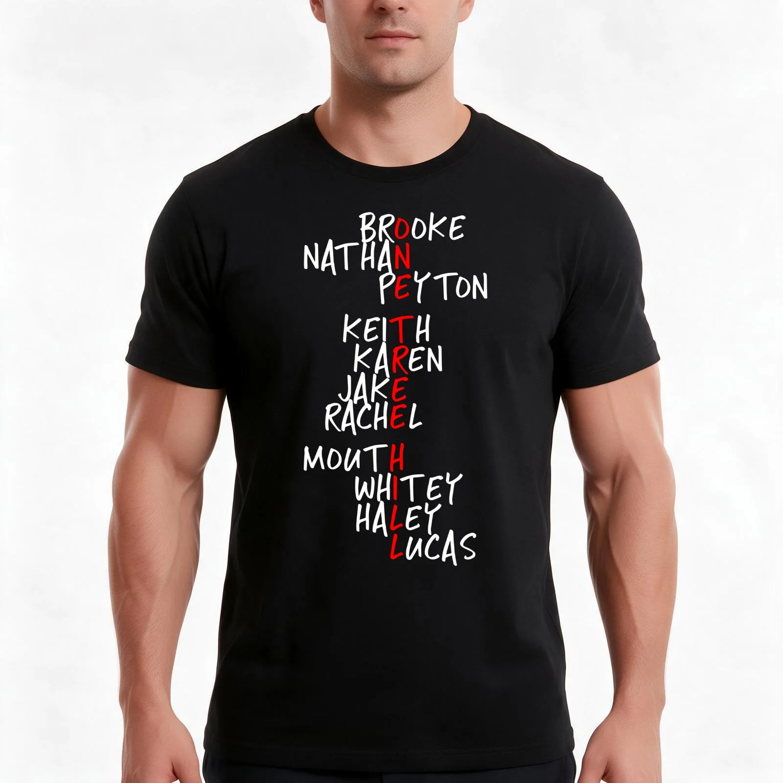 One Tree Hill names white T-Shirt, Summer Casual Cotton Tee, Oversized Streetwear Tops, Vintage Graphic Print, Unisex Men Women