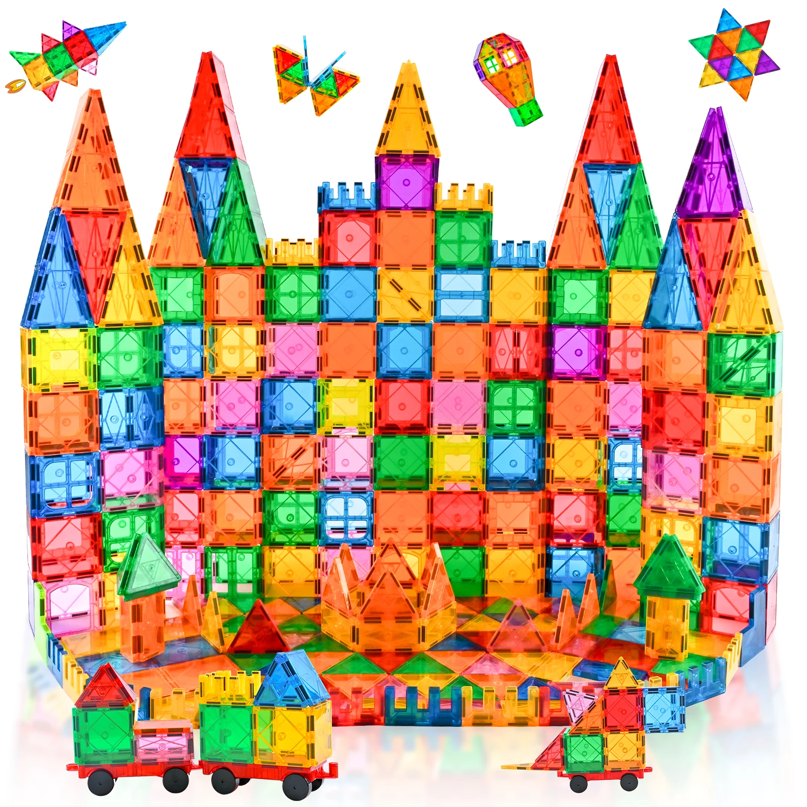 Magnetic Tiles 124PCS Magnetic Building Blocks STME Toys Magnets for Kids Preschool Learning Educational Construction Toy