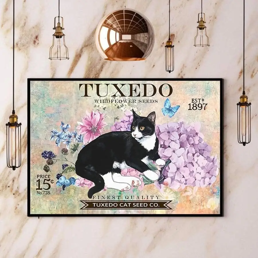 Metall-Blechschild, Plakette, Tuxedo Wildflower Seeds, Retro-Metallschilder, Vintage-Aluminiumschild für die Heimdekoration, Metalldekoration für den Raum