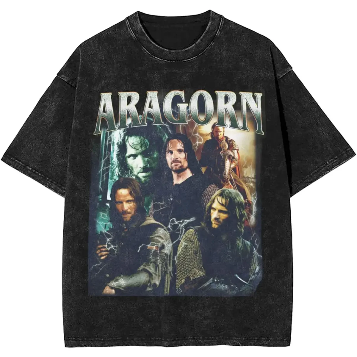 Washed T Shirt Vintage Aragorn Bootleg Retro T-Shirt High Street A.ragorn Viggo Mortensen Streetwear Cotton Summer Tops Tees