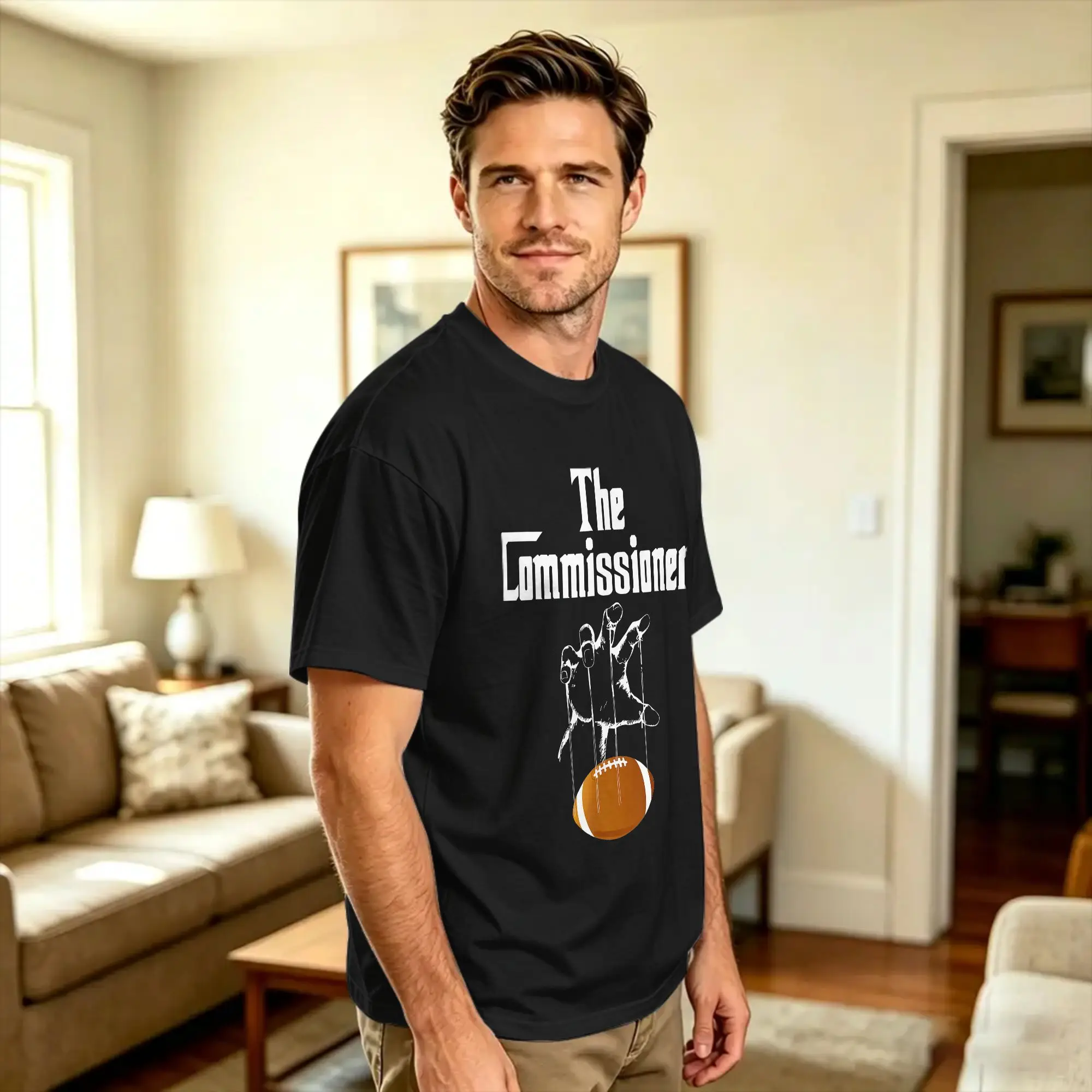 Men T Shirt Fantasy Football Commissioner Draft Party Commish T-Shirts Hip Hop  Summer Tees Y2K Fun Pure Cotton Clothing Gift