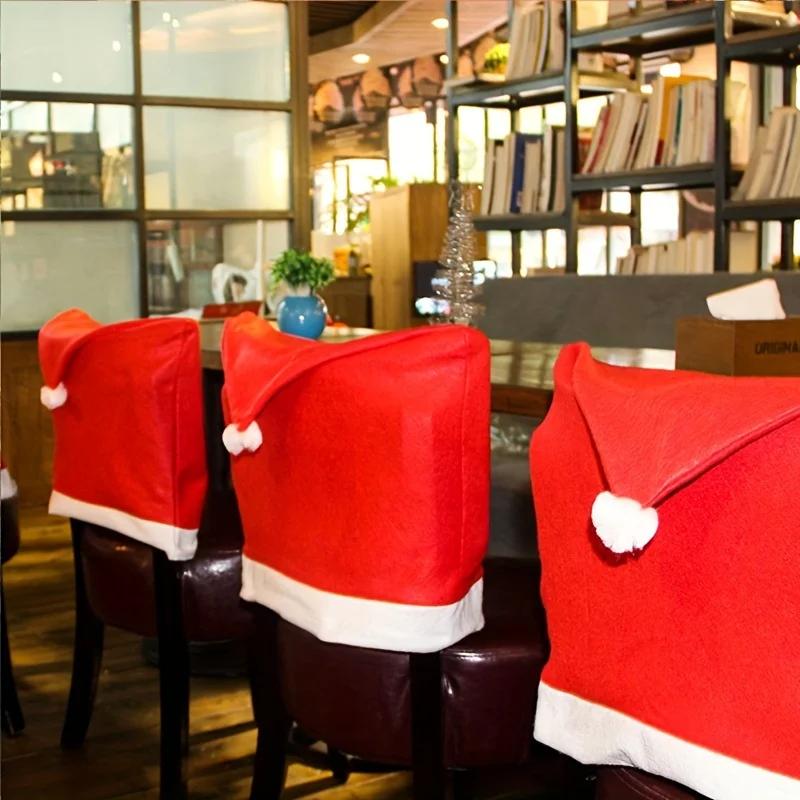 2/4/6 pezzi cappello di Natale fodere per sedie set di decorazioni cappello di Babbo Natale sedia con fiocco di neve berretto di Natale cucina sedia