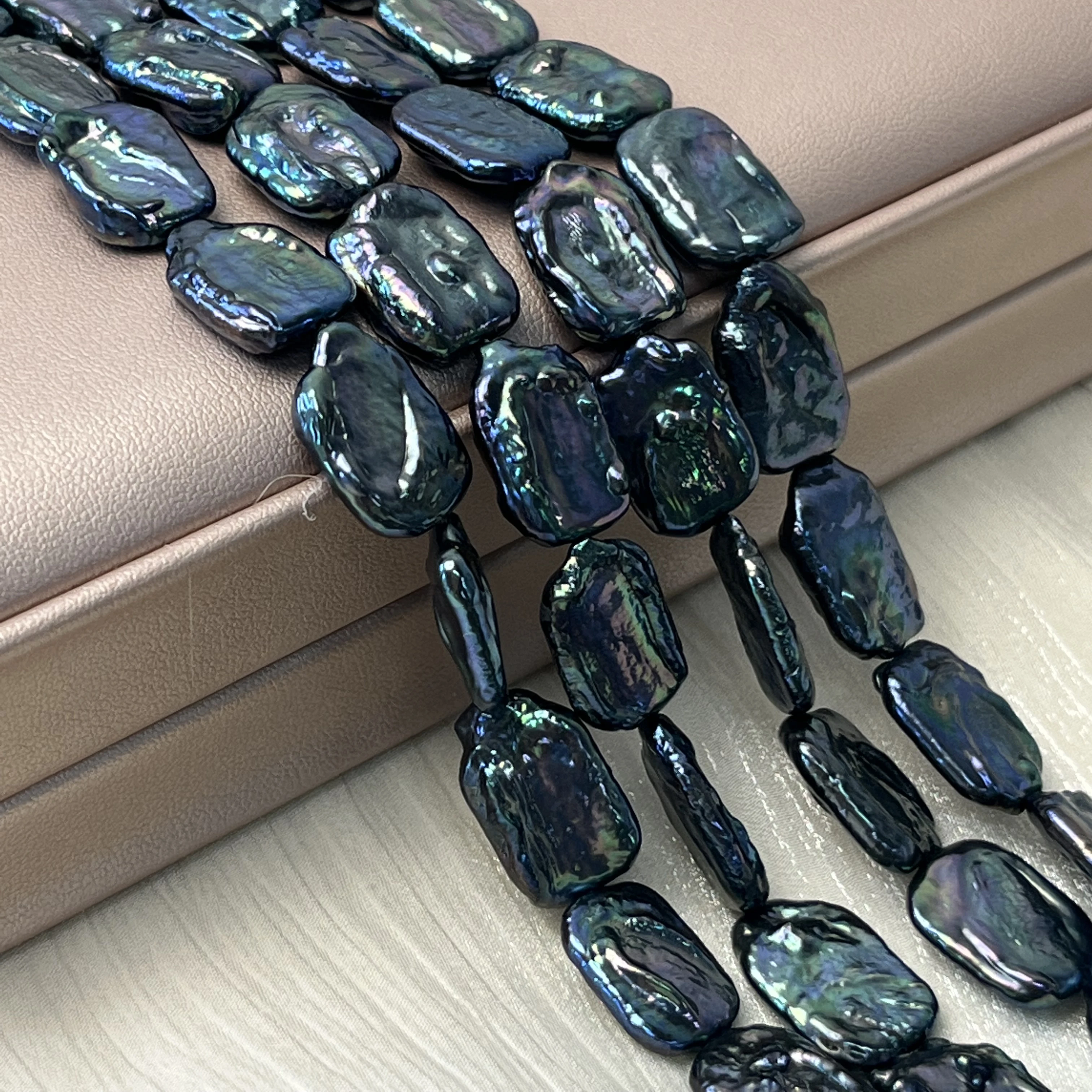 

12x16mmAAA Natural Freshwater Baroque Blue Purple Square Pearl Bead Jewelry Make DIY Necklace Bracelet Accessories Women Wedding