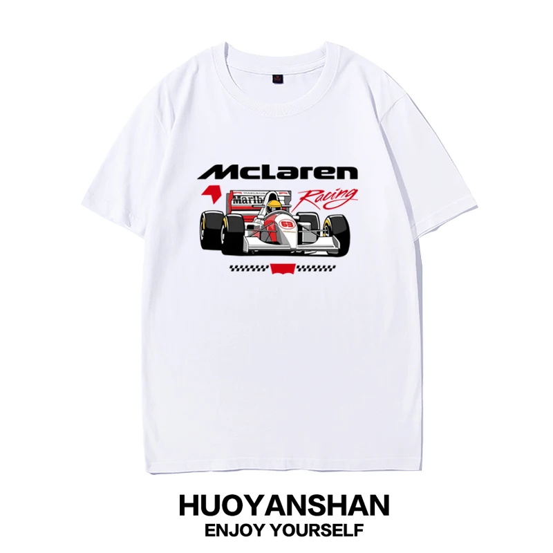 マクラーレン-mp4-半袖ユニセックスコットンレーシングスポーツカップル-tシャツカジュアル大きいサイズ-f1-半袖夏綿純綿
