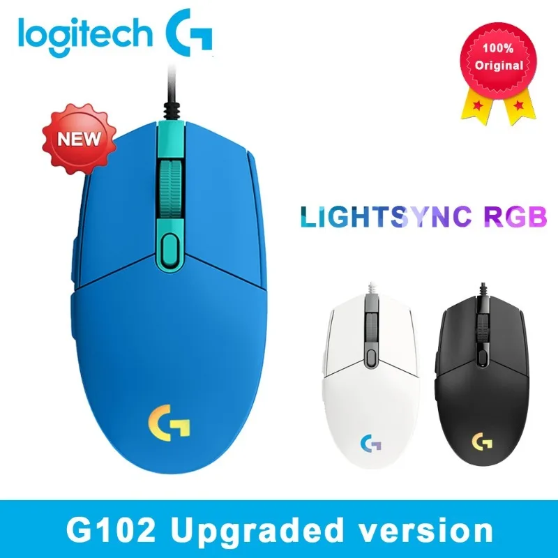 

Original Logitech G102 Gaming Mouse Optical 8000DPI 16.8M Color LED Customizing 6 Buttons Ergonomic Wired Mouse Gamer Mini Pc