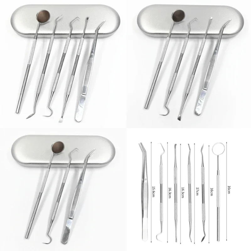 6/5/4/3Pcs Stainless Steel Dental Mirror Dental Kit Bag Mouth Mirror Dental Instrument Care Dentist Whitening Tool Oral Care Kit