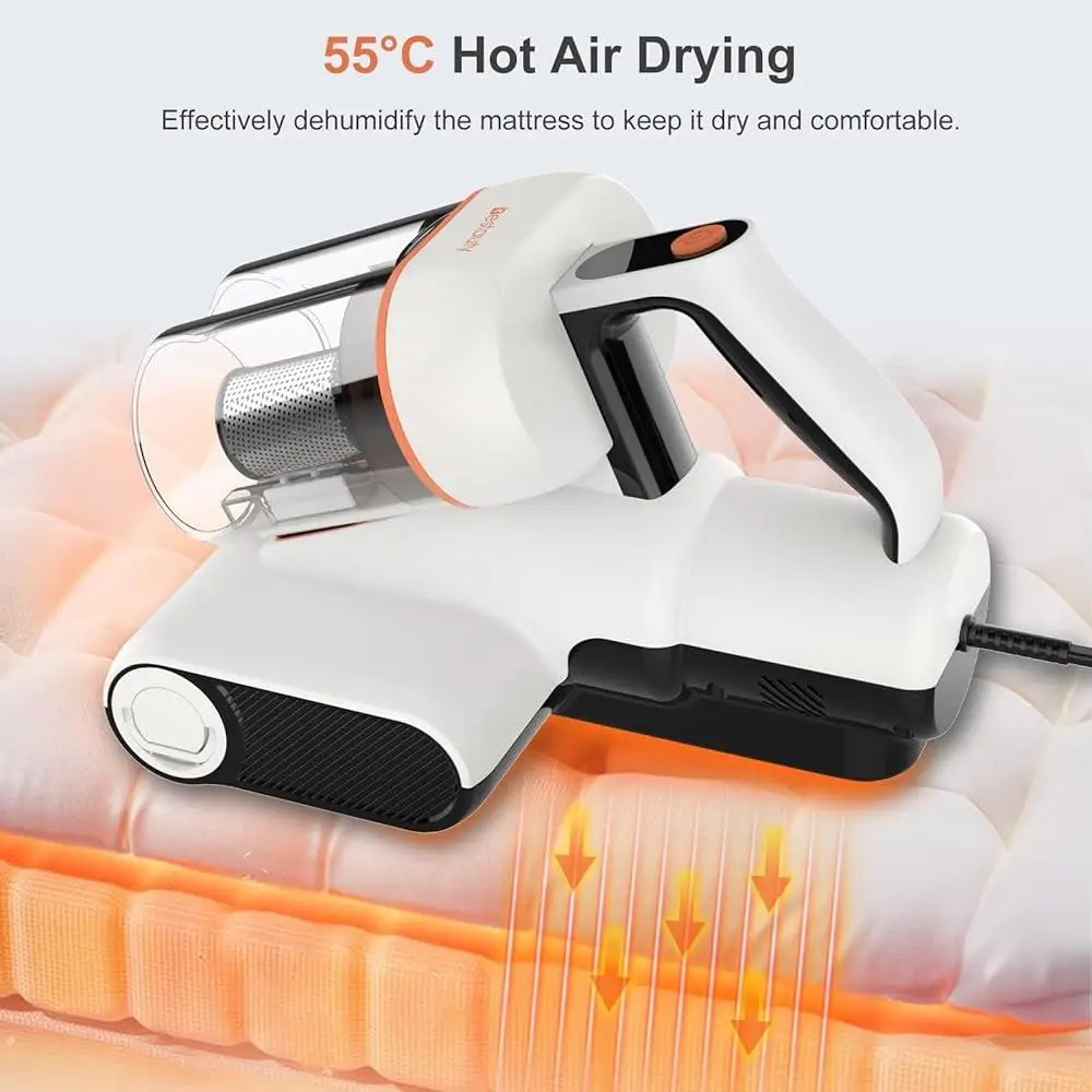 500W Mattress Vacuum Cleaner UV Light 7-16Kpa Strong Suction 6 Stage Filtration System Hot Air Drying Lightweight Cleaner