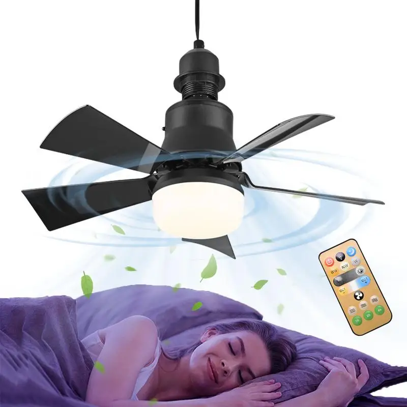 

Socket Fan Light with Remote 15.74in Small Ceiling Fan with 3-Speeds Cordless Light Socket Fan for Kitchen Bedroom Living Room