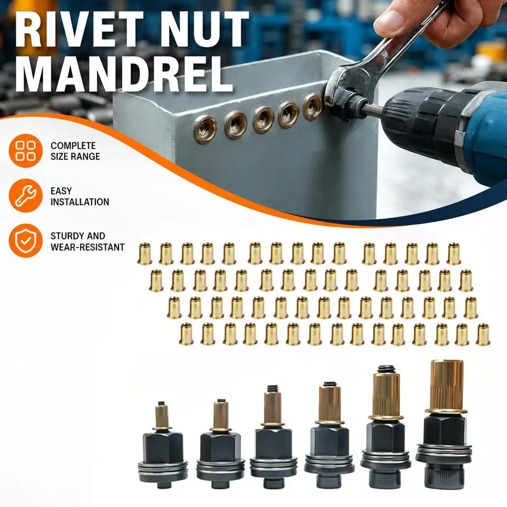 Manual Riveting Tool Set M4~M10 Rivet Nuts Rivet Gun Heads Nut Installation Easy-to-Use Multi-Purpose Household Rivet