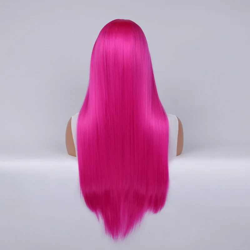 Lange gerade Cosplay-Perücke mit Mittelteil, Frau, Anime, Ombre, Hallowmas, Lolita, synthetische Perücke, rosa, rot, hitzebeständiges Haar – Detail 10