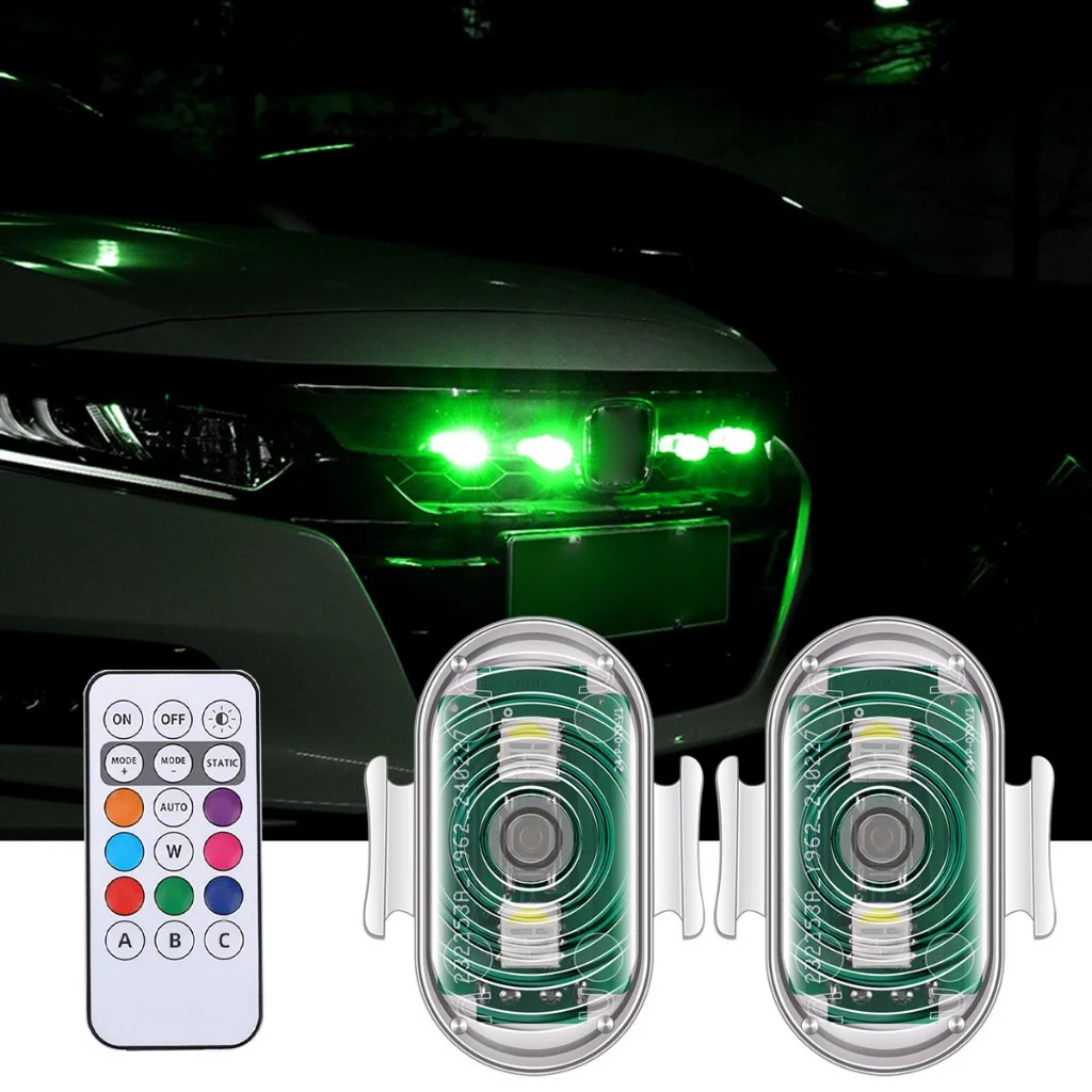 1 Set Motorcycle Flashing Wireless LED Strobe Light For Car Bike Drone Remote Control Anti-collision Warning Light Signal Light