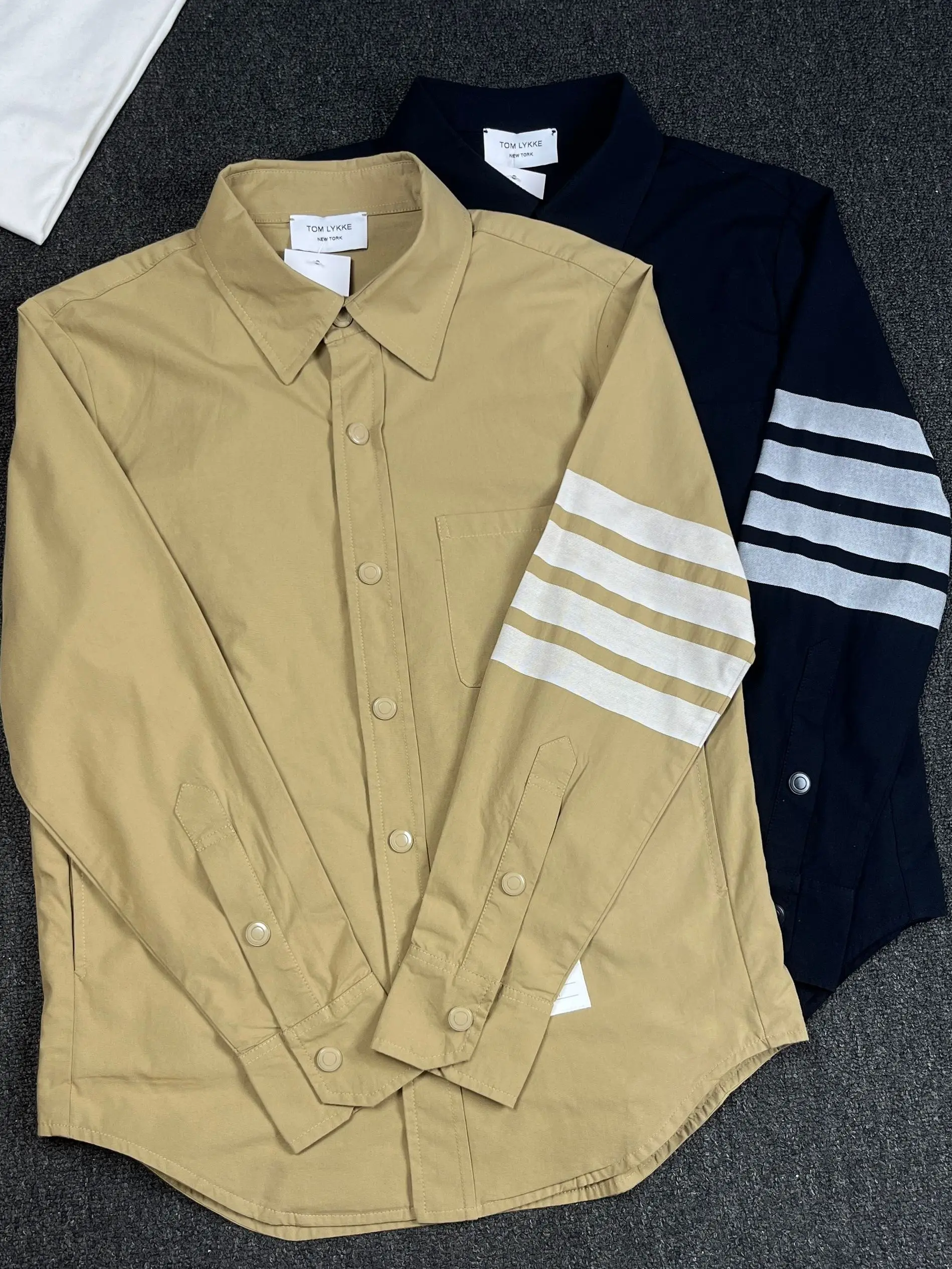 

Повседневная полосатая рубашка-куртка свободного кроя из хлопка с длинным рукавом для весенне-осеннего сезона, бренд LYKKE