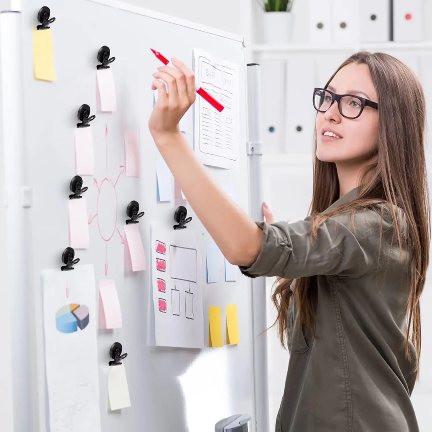 10PC of Strong Refrigerator Magnetic Stickers and High-Strength Magnetic Clips, Suitable for Whiteboards, Offices or School Use