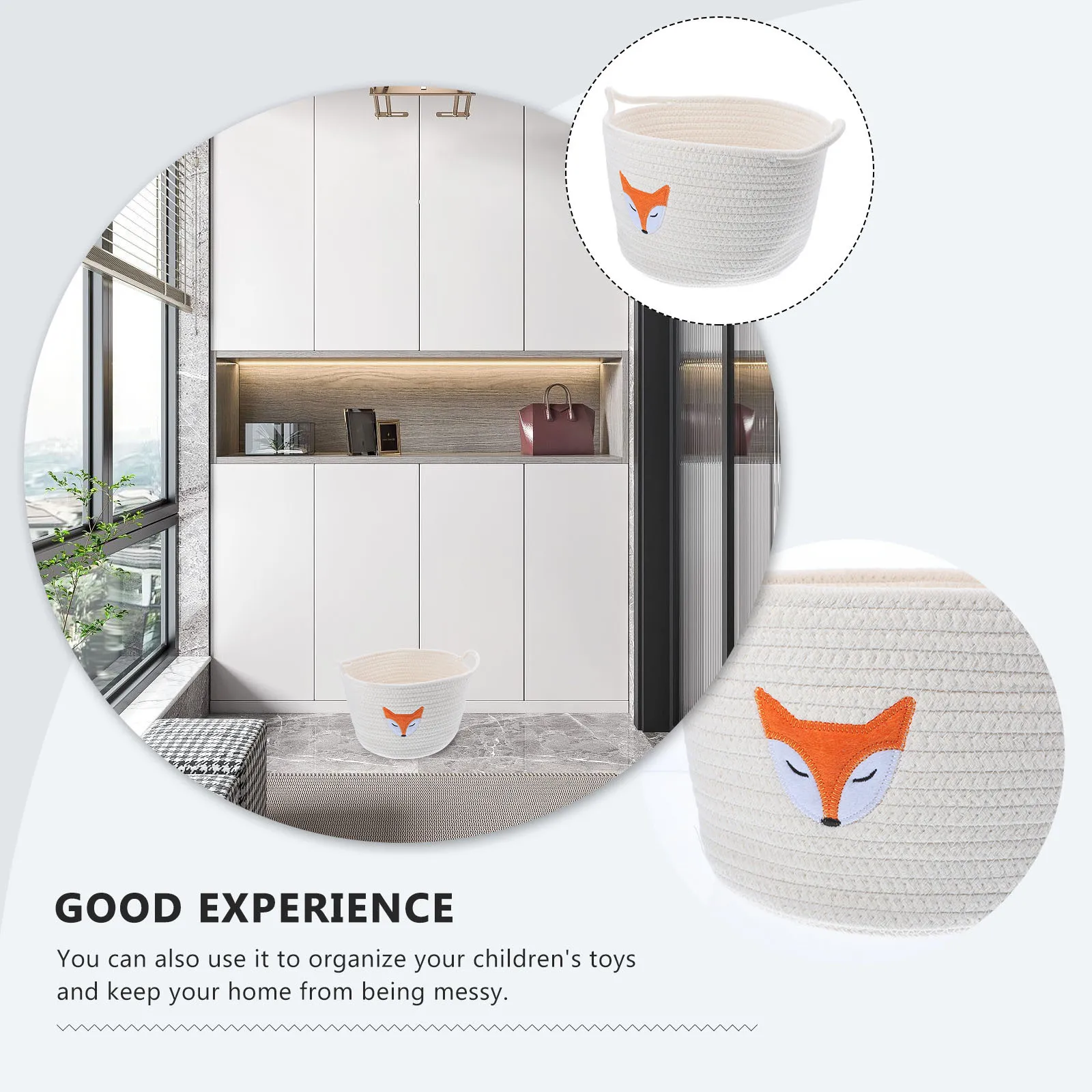 

Round Woven Storage Basket Oversized Rope Basket for Desktop Shelf Or Nursery Boho Style Organizer for Sundries and Laundry