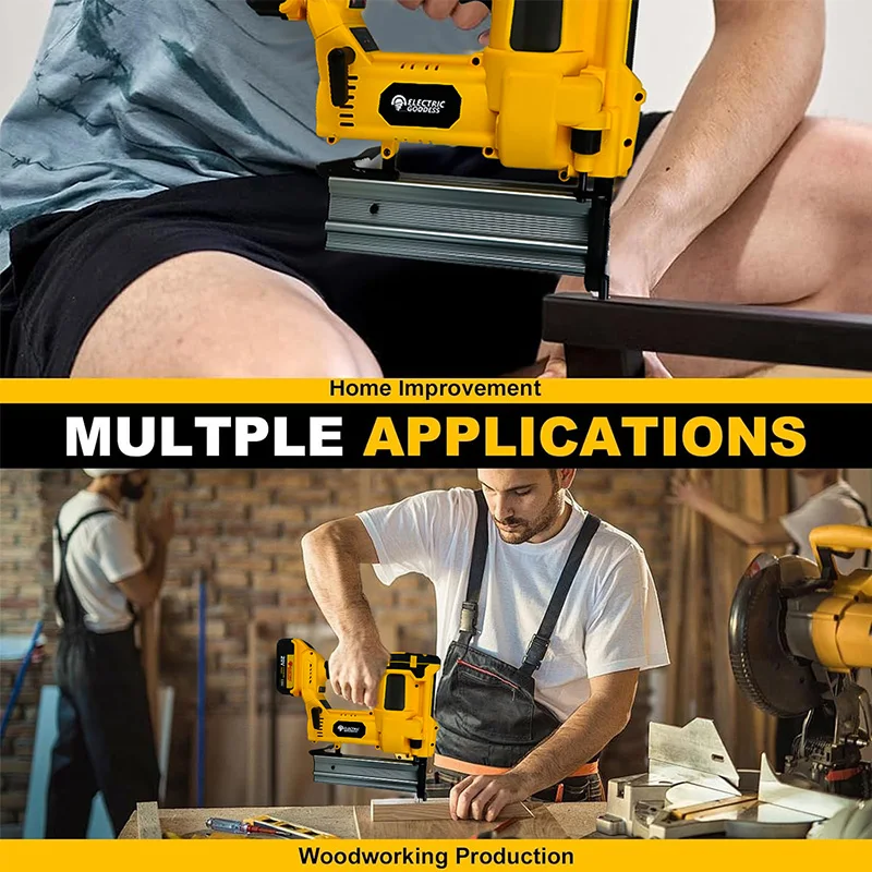 Brushless Electric Brad Nail Gun 0-50MM Cordless Straight/Nshape Nails Woodwork Nailing Machine For Dewalt 20V Battery Pin ﻿ view 6