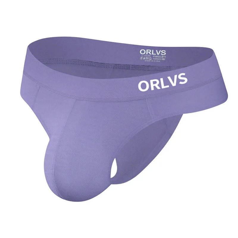 ORLVS G-strings Inside Printed Tagless Lable Underwears Soft Breathable Crotch Independent Codpiece Anti-hemming Male's T-back
