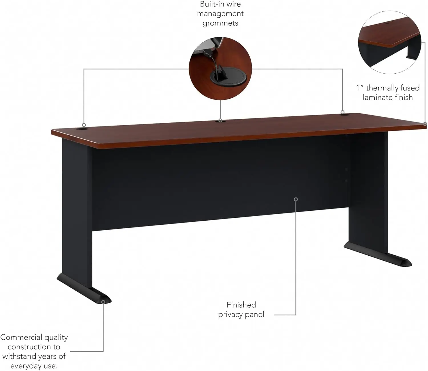 Furniture Series A Executive Desk with Wire Management Contemporary Computer Table for Home and Professional Office