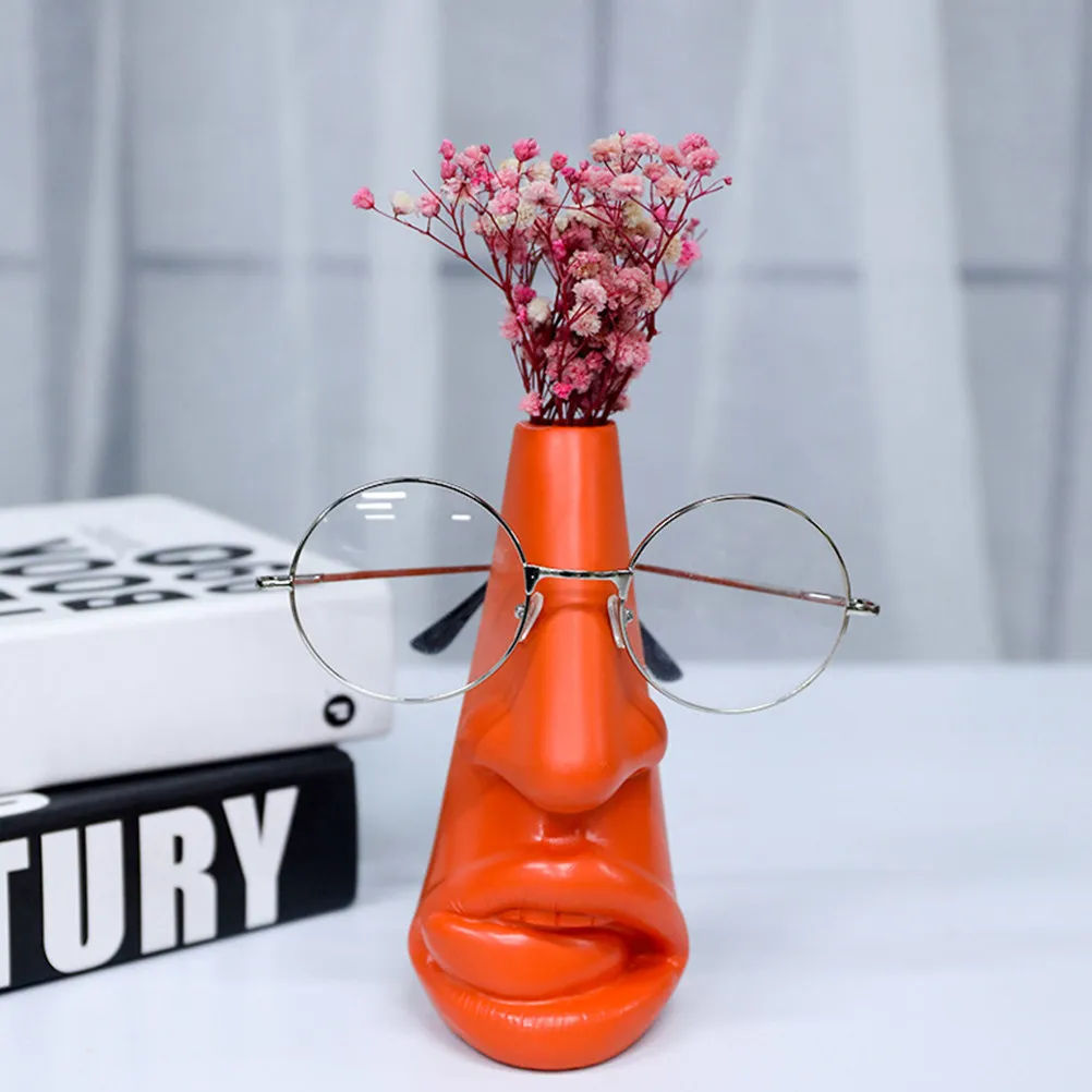 1Pcs Premium Resin Eyeglasses Display Rack Dynamic Modeling Smooth Safe Vase Ornament Creative Vase Decor Flower Arrangement