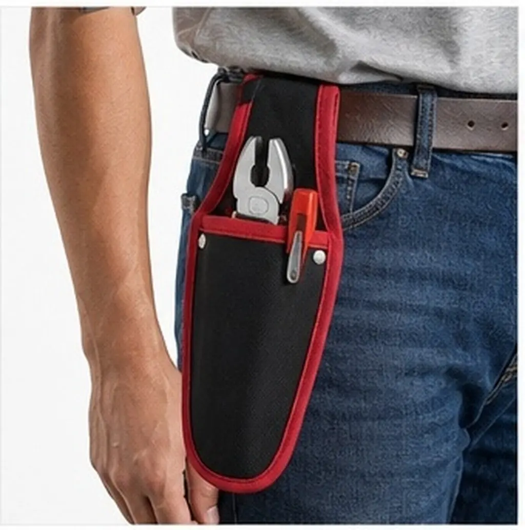 Canvas Tool Pouch for Pruning Shears Scissors Pliers Wrenches Knives Markers Electrician Gardener DIY Belt Clip Utility Tool