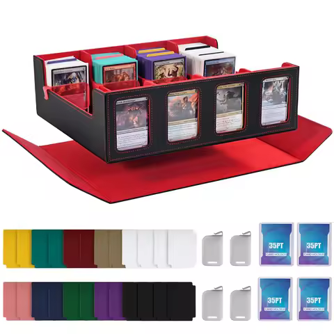 Trading Card Storage Box with Commander Display, 2400+ Deck Box for MTG with Removable Cover, fits Magic TCG PTCG Sports Cards
