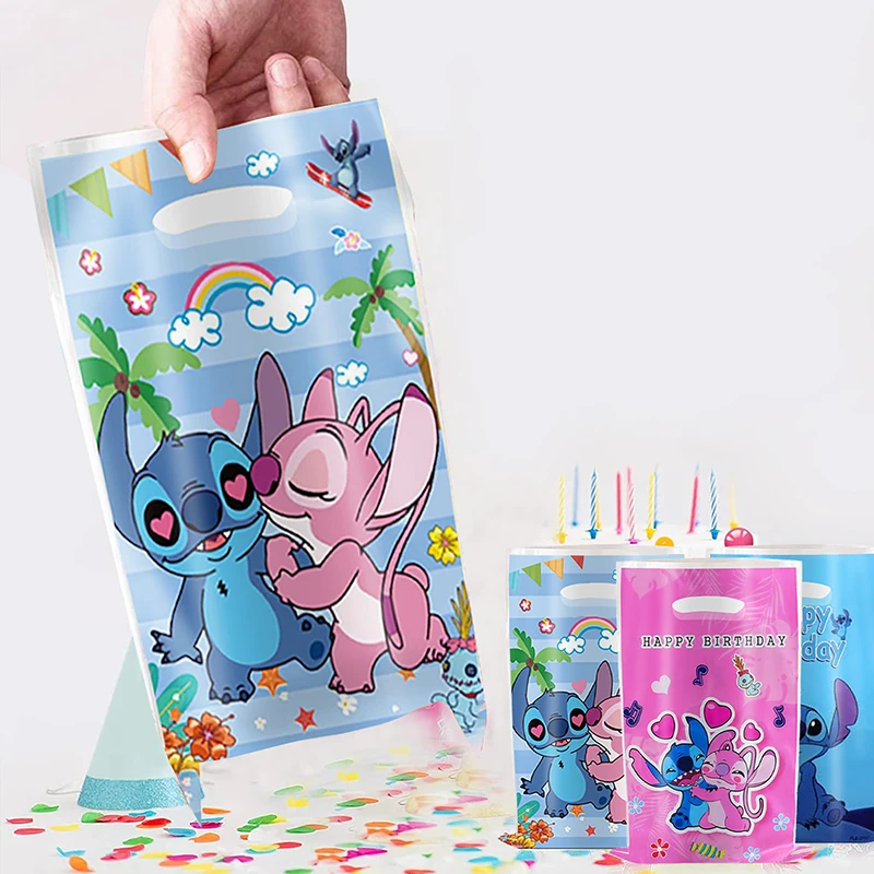 Disney Lilo&Stitch Party gift Bags Kids Candy Treat Bag Party Supplies Blue Stitch Pink Angel Goodie Gift Bags for Kids Birthday