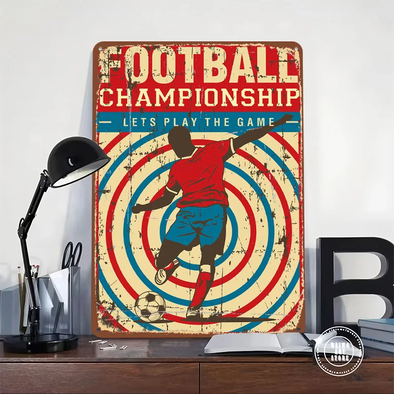 Football Championship Tin Plaque Poster Customized Wall Art Retro Vintage Metal Signs for Room Modern Home Decoration Luxury