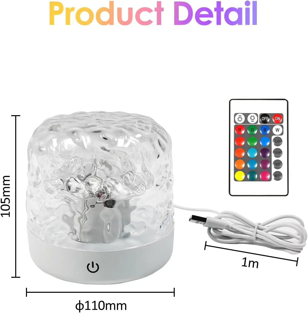 Water Ripple Projector Crystal Lamp with Bluetooth Speaker Led Night Light Bedroom Sunset Dynamic Projector Room Atmosphere Lamp