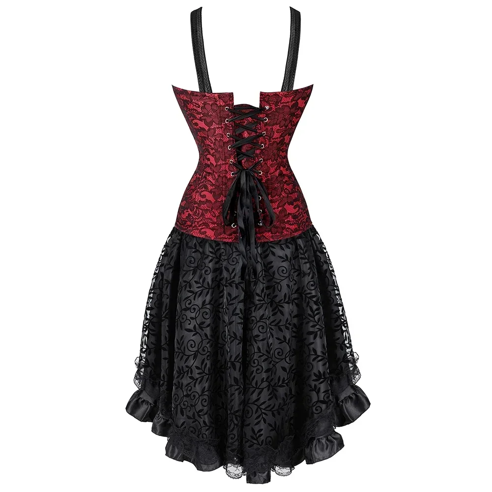 Abito corsetto donna Burlesque corpetto corsetti Vintage con cinturini Steampunk Bustier gonna Plus Size costumi da festa di fidanzamento