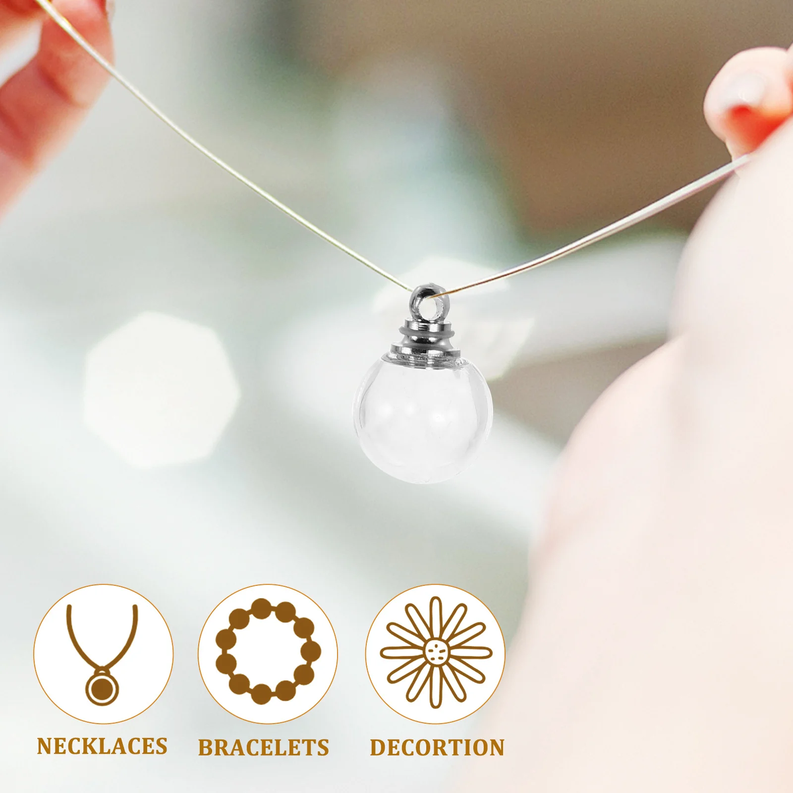 

10Pcs Mini Glass Balls DIY Jewelry Making Charms Clear Ball Pendant Locket Necklace for Ashes Urn Fillable Vial Craft Supply